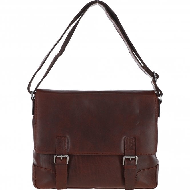 Ashwood Mens Medium Leather Messsenger Bag Tan: Oscar