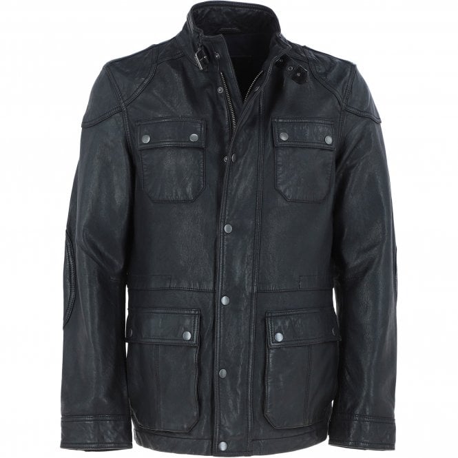 Ashwood Mens Safari Style Leather Jacket Black: AMJ-5