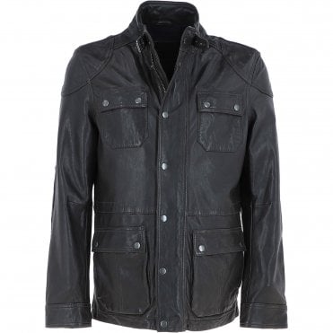 Mens Safari Style Leather Jacket Dark Brown: AMJ-5