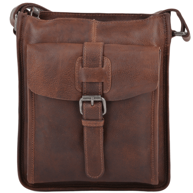 Ashwood Mens Three Pocket Luxury Small Leather Flight Bag Tan : 4551