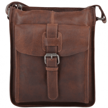 Mens Three Pocket Luxury Small Leather Flight Bag Tan : 4551