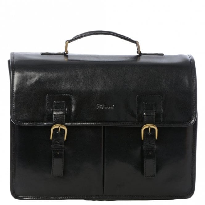 Ashwood Mens Triple Gusset Heavy Duty Leather Briefcase Black/vt : Gareth