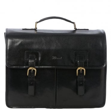 Mens Triple Gusset Heavy Duty Leather Briefcase Black/vt : Gareth