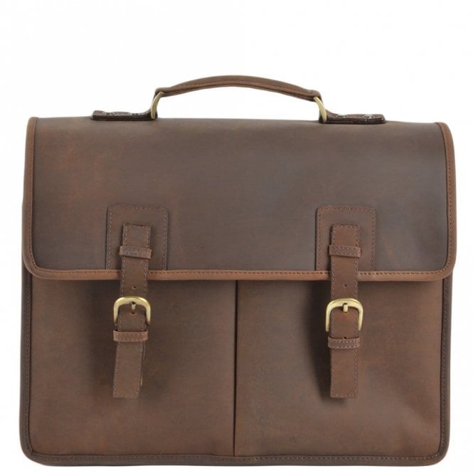 Ashwood Mens Triple Gusset Heavy Duty Leather Briefcase Mud/mud : Gareth