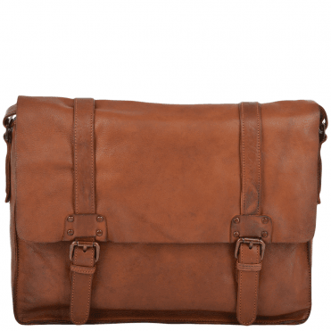 Mens Vintage Leather Messenger Bag Rust : 7996