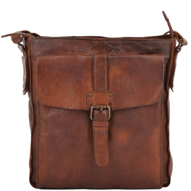 Ashwood Mens Vintage Wash Leather A4 Side Bag Rust : 7994