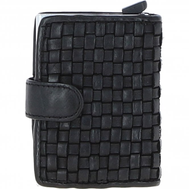Ashwood Metal & Leather Card Wallet Black: D-10 W