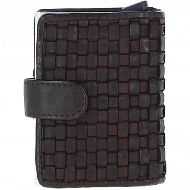 Ashwood Metal & Leather Card Wallet Dark Brown: D-10 W