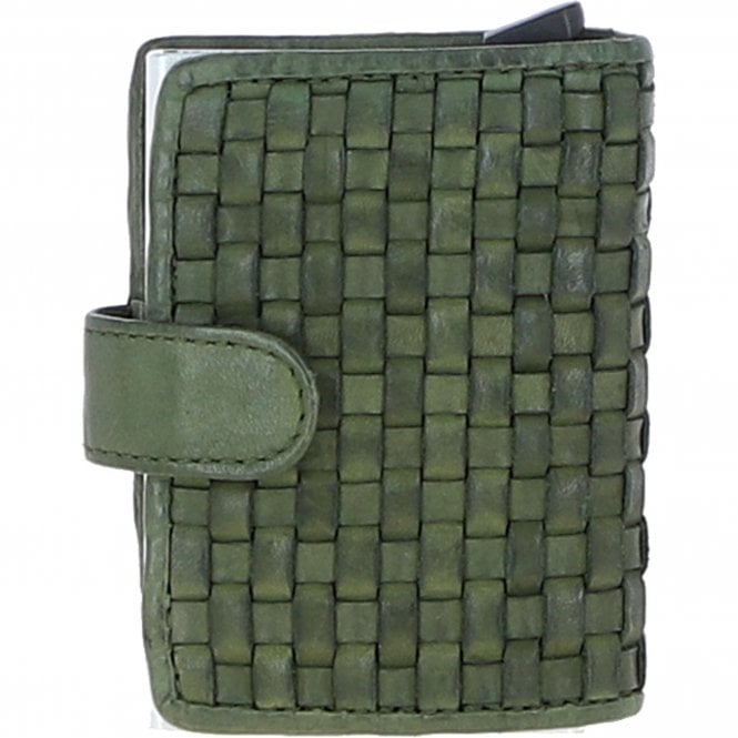Ashwood Metal & Leather Card Wallet Green: D-10 W