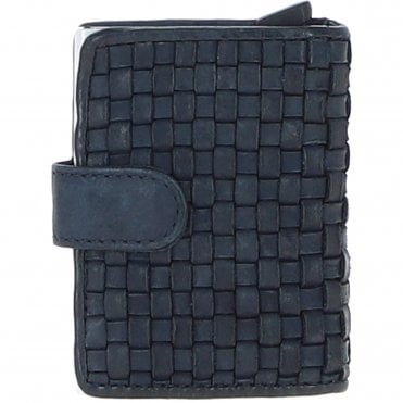 Ashwood Metal & Leather Card Wallet Navy: D-10 W