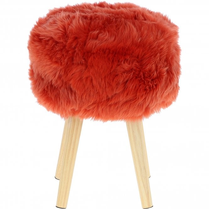 Ashwood New Zealand Sheepskin Stool Burnt Orange: NZ Stool