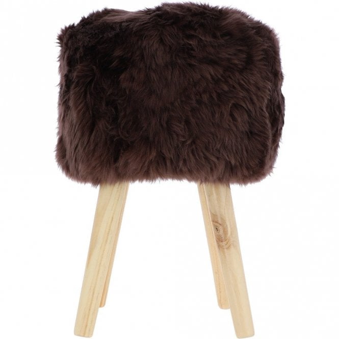 Ashwood New Zealand Sheepskin Stool Chocolate: NZ Stool