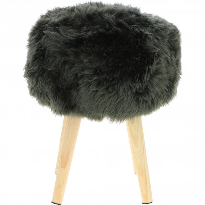 Ashwood New Zealand Sheepskin Stool Cypress: NZ Stool