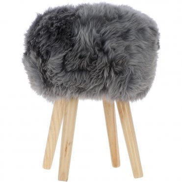 New Zealand Sheepskin Stool Grey: NZ Stool