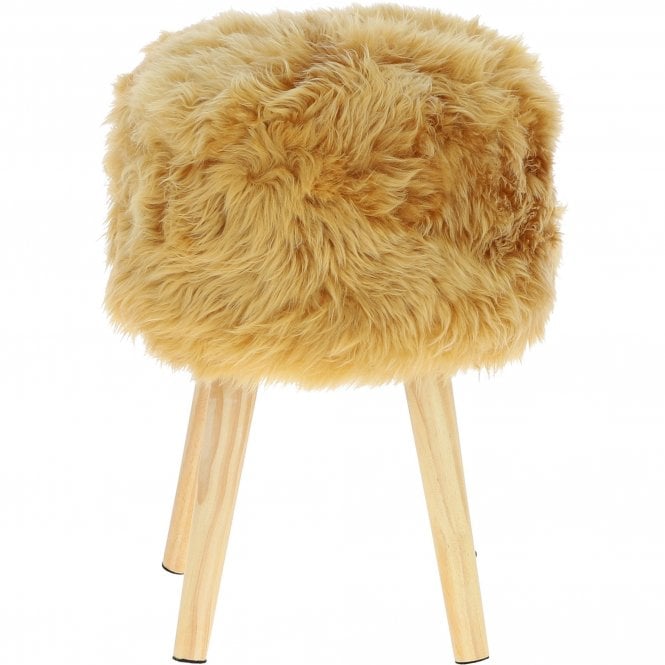 Ashwood New Zealand Sheepskin Stool Ochre: NZ Stool
