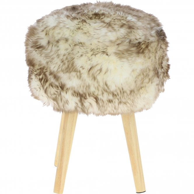 Ashwood New Zealand Sheepskin Stool Wolf Tip: NZ Stool