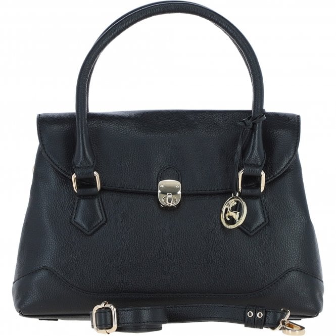Ashwood Premium Leather Shoulder Bag with Detachable Crossbody Strap Black: Y-56