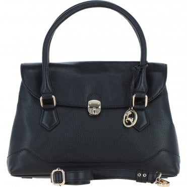 Premium Leather Shoulder Bag with Detachable Crossbody Strap Black: Y-56
