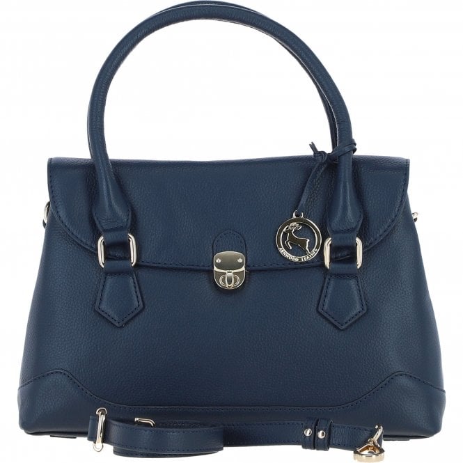 Ashwood Premium Leather Shoulder Bag with Detachable Crossbody Strap Navy: Y-56