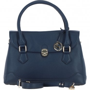 Premium Leather Shoulder Bag with Detachable Crossbody Strap Navy: Y-56