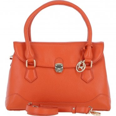 Premium Leather Shoulder Bag with Detachable Crossbody Strap Orange: Y-56