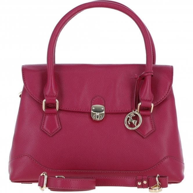 Ashwood Premium Leather Shoulder Bag with Detachable Crossbody Strap Raspberry: Y-56