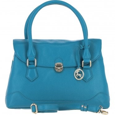 Premium Leather Shoulder Bag with Detachable Crossbody Strap Turquise: Y-56