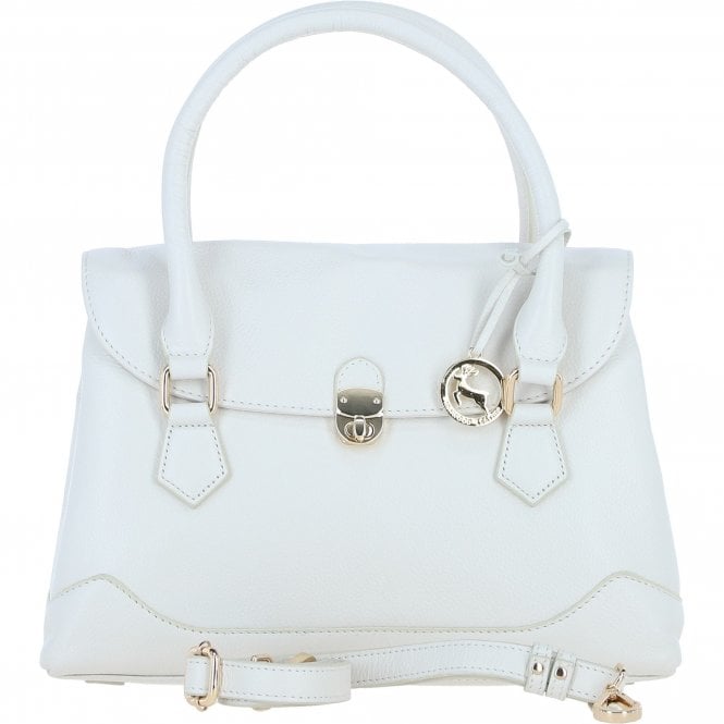 Ashwood Premium Leather Shoulder Bag with Detachable Crossbody Strap White: Y-56