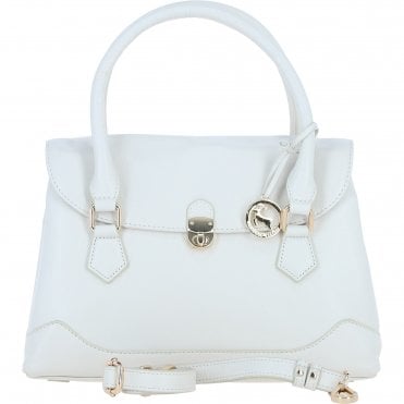 Premium Leather Shoulder Bag with Detachable Crossbody Strap White: Y-56