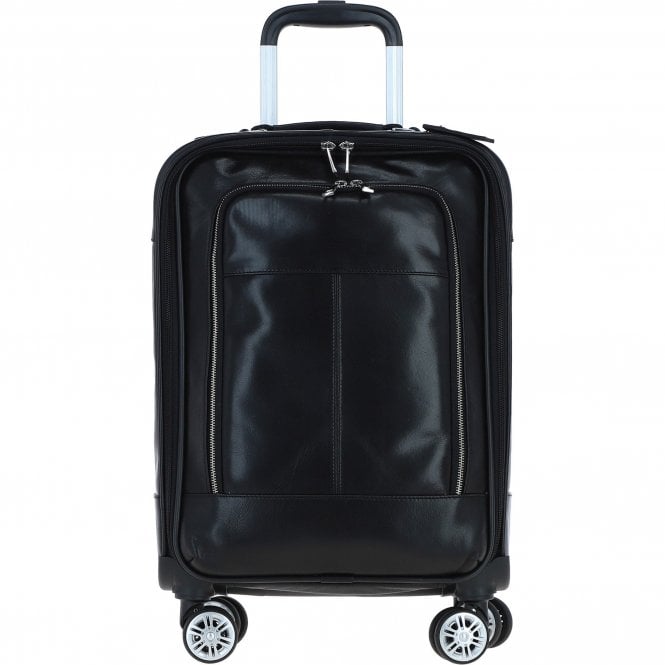 Ashwood Premium Leather Trolley Suitcase Black: pl-52
