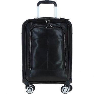 Premium Leather Trolley Suitcase Black: pl-52