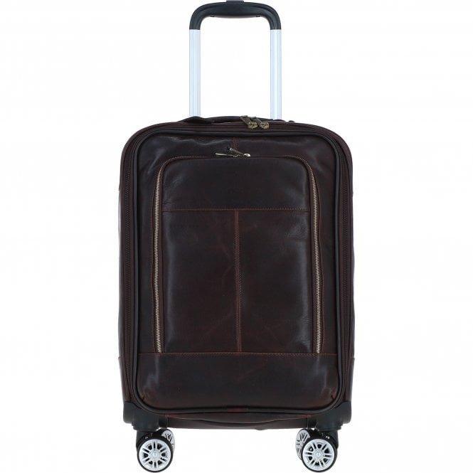 Ashwood Premium Leather Trolley Suitcase Brown: pl-52