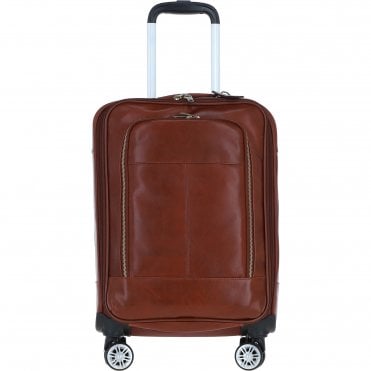 Premium Leather Trolley Suitcase Tan: pl-52