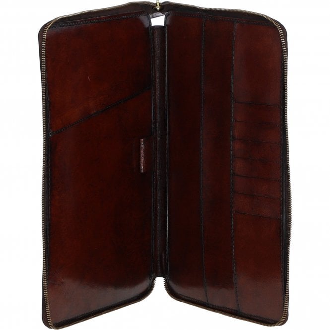Ashwood Premium Leather zip up Document Holder Chestnut: LF-173