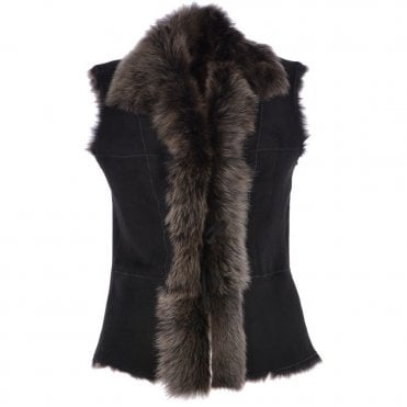 Reversible Toscana Suede Leather Gilet Black : KB-42