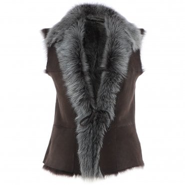 Reversible Toscana Suede Leather Gilet Brown : KB-42