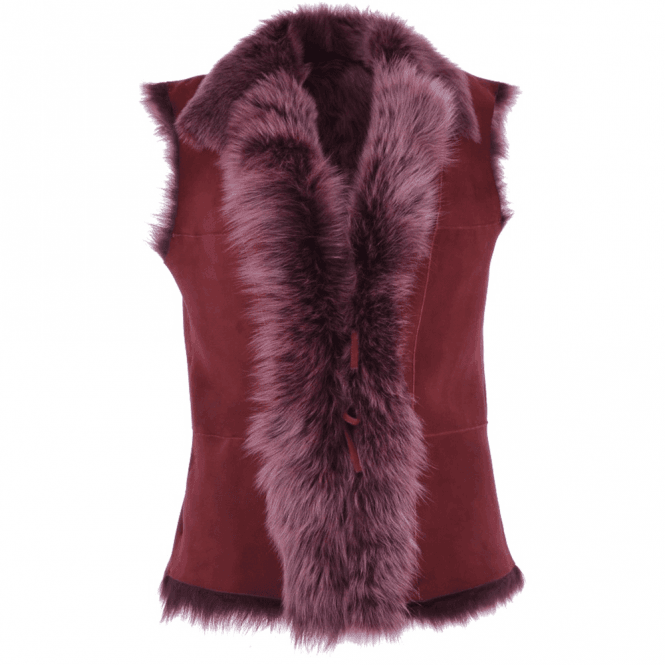 Ashwood Reversible Toscana Suede Leather Gilet Burgandy : KB-42