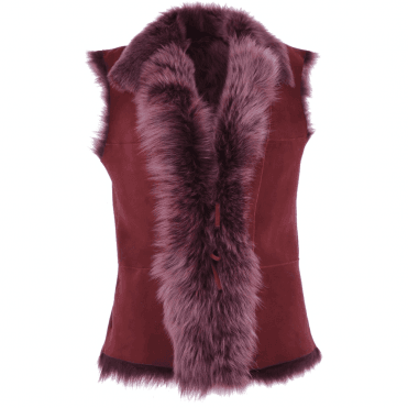Reversible Toscana Suede Leather Gilet Burgandy : KB-42