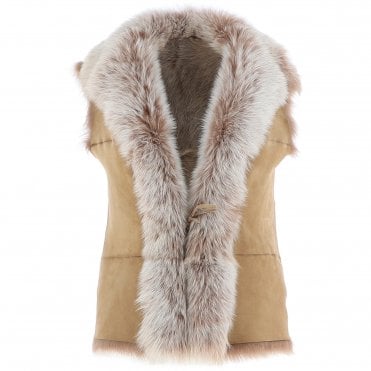 Reversible Toscana Suede Leather Gilet Camel : KB-42