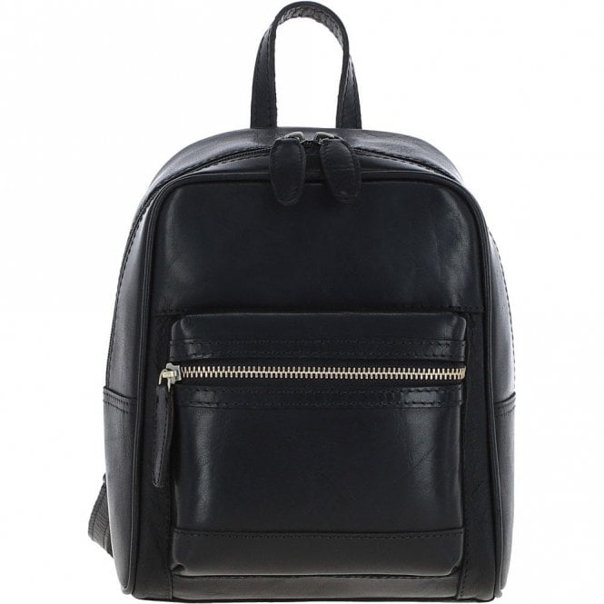 Ashwood Small Leather Backpack Black: T-87