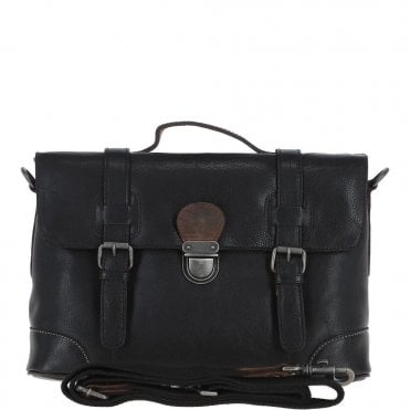 Small Leather Work Briefcase Black/mud : 4553