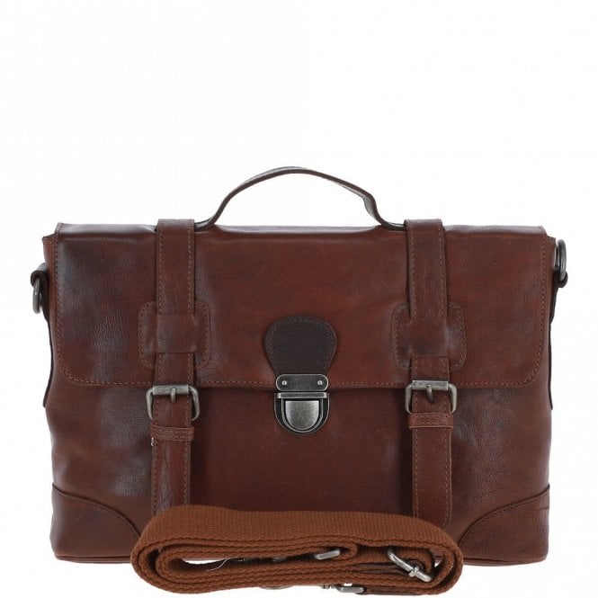 Ashwood Small Leather Work Briefcase Tan/brown : 4553