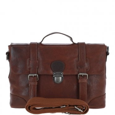 Small Leather Work Briefcase Tan/brown : 4553