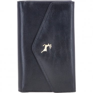 Small Vegetable Tanned Cash And 10 Card Envelope Purse Black: V-62