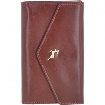 Small Vegetable Tanned Cash And 10 Card Envelope Purse Chestnut: V-62