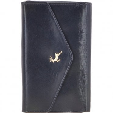 Small Vegetable Tanned Cash And 10 Card Envelope Purse Navy: V-62