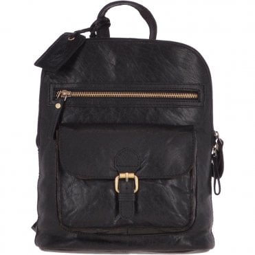Small Vintage Leather Backpack Black  – G25