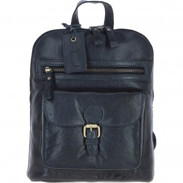 Small Vintage Leather Backpack Navy – G25