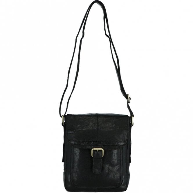 Ashwood Small Vintage Wash Leather Travel Bag Black: G-31