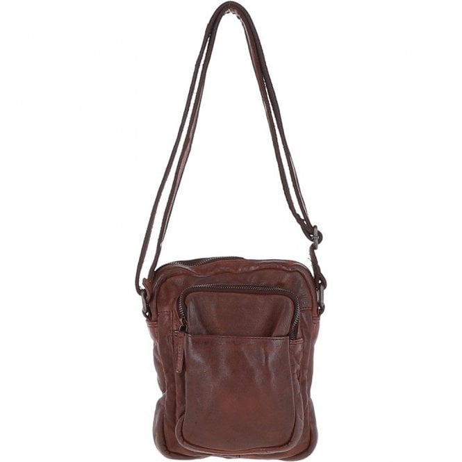 Ashwood Small Vintage Wash Leather Travel Bag Brandy : GIN